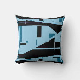 Light Blue on Black Classic Mediterranean Mosaic Kudde