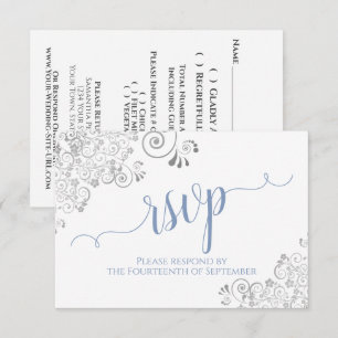 Light Blue on White Elegant Calligraphy Bröllop OSA Kort