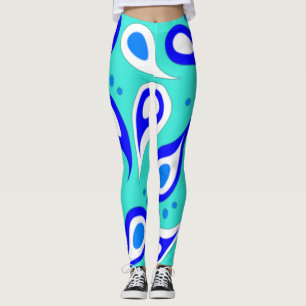 Light Blue Paisley Mönster Leggings