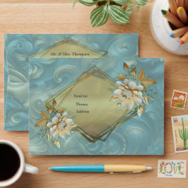 Light Blue-Palette på Bronze Guld Barogue design