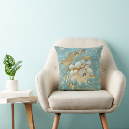 Light Blue-Palette på Bronze Guld Barogue design Kudde