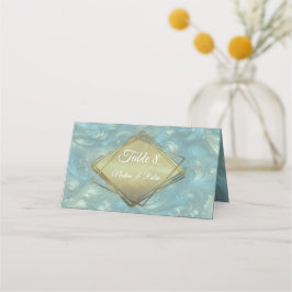 Light Blue-Palette på Bronze Guld Barogue design Placeringskort