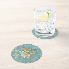 Light Blue-Palette på Bronze Guld Barogue design Underlägg Papper