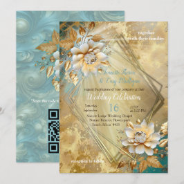 Light Blue Palette på Guld Barogue design Inbjudningar