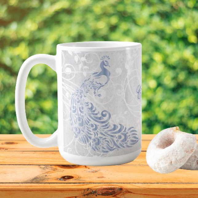 Light Blue Peacock Personlig Coffee Mugg (Light Blue Peacock Personalized Coffee Mug)