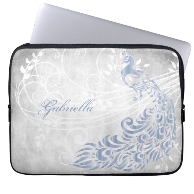 Light Blue Peacock Personlig Laptop sleeve (Framsidan)