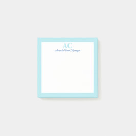 Light Blue Personlig Monogram Namn Post-it Block