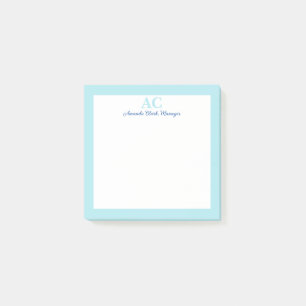 Light Blue Personlig Monogram Namn Post-it Block