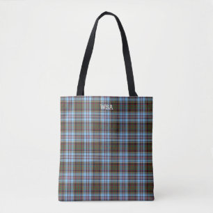 Light Blue Play Andersson Tartan Monogram Tygkasse