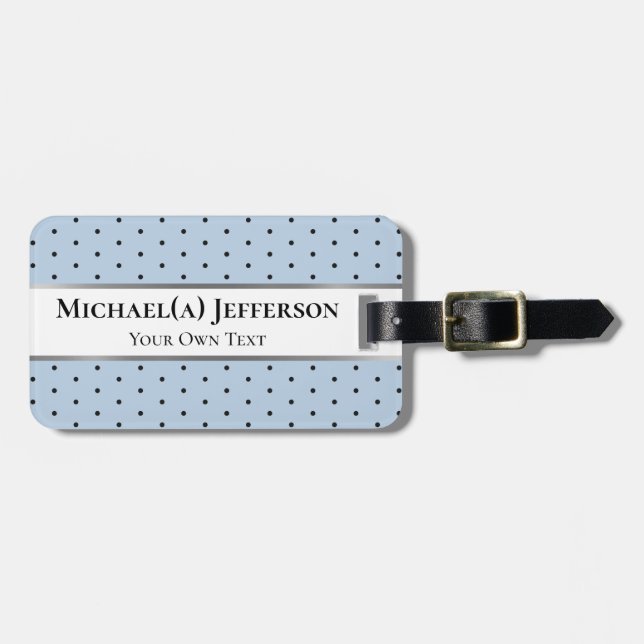 Light Blue Polka Dot Pattern, White Stripe Accent Bagagebricka (Horisontell Framsida)