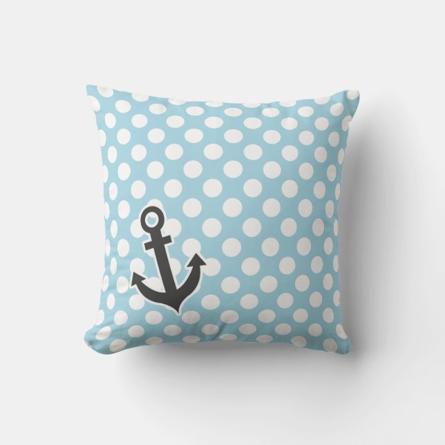 Light Blue Polka dots; Anchor Kudde (Framsida)