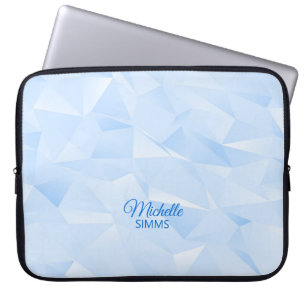Light Blue Polygonal Mönster och Anpassning Laptop Fodral