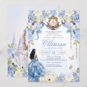 Light Blue Princess Sweet 16 Cinderella V2 Inbjudningar