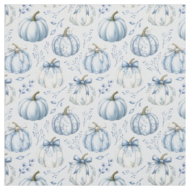 Light Blue Pumpkin Mönster - Fabric Tyg (Provkarta)