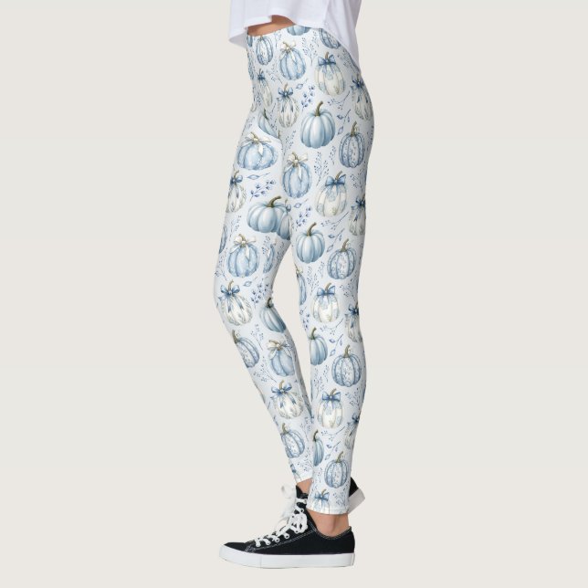 Light Blue PumpkinPattern - Leggings (Vänster)