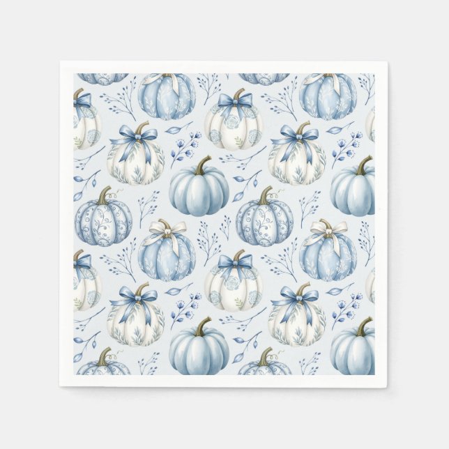 Light Blue PumpkinPattern - Napkins Pappersservett (Framsidan)
