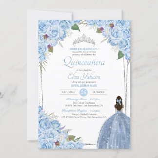 Light Blue Quinceanera Cinderella Princess Quince Inbjudningar