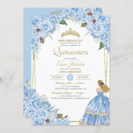 Light Blue Quinceanera Elegant Dress Ro Blommigt I Inbjudningar