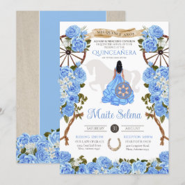 Light Blue Quinceanera Elegant Ro Western Charra Inbjudningar