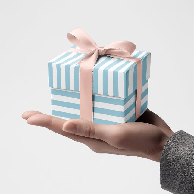 Light Blue Rand Presentpapper (Light Blue Stripes Wrapping Paper)