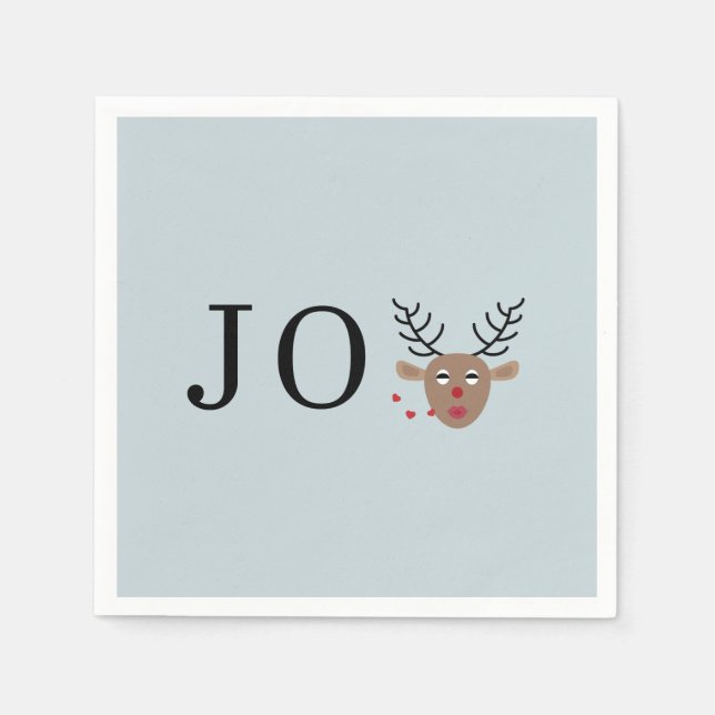 Light Blue Reindeer Joy Festive jul Party Pappersservett (Framsidan)