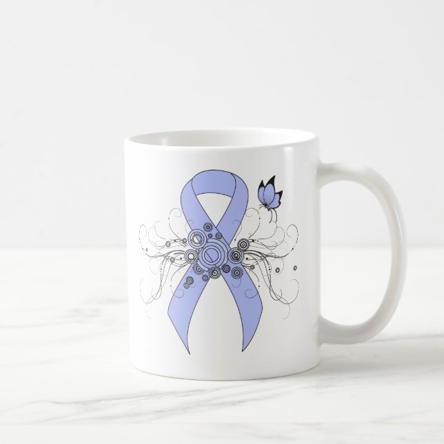 Light Blue Ribbon med Butterfly Kaffemugg (Höger)