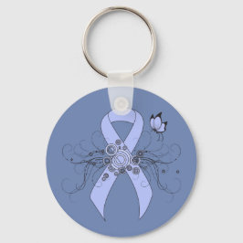 Light Blue Ribbon med Butterfly Nyckelring