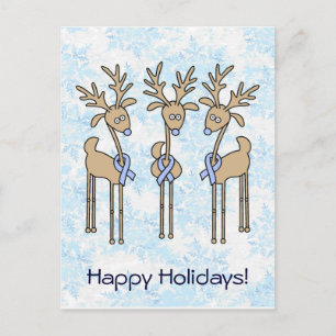 Light Blue Ribbon Reindeer Helg Vykort