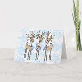 Light Blue Ribbon Reindeer Helgkort