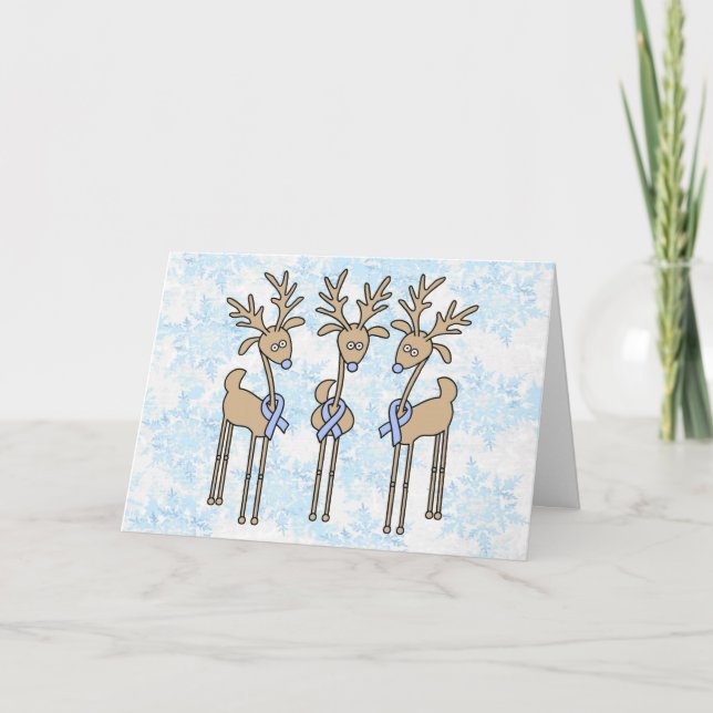Light Blue Ribbon Reindeer Helgkort (Framsida)