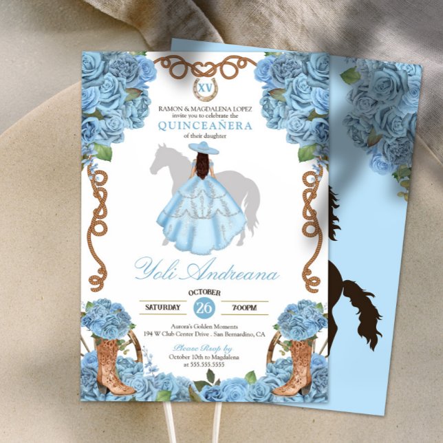 Light Blue Ro Boots Charro Vestidos Quinceanera Inbjudningar (Skapare uppladdad)