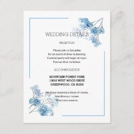 Light Blue Romantic Watercolor Floral Wedding  Tilläggskort