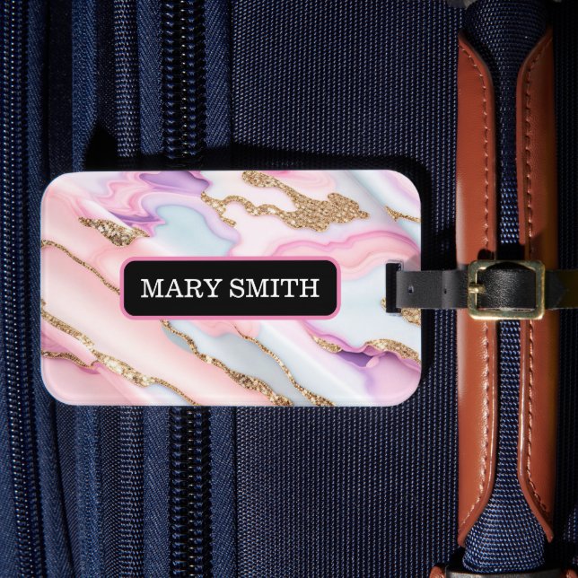 Light Blue Rosa Agate Marble Modern Collection Bagagebricka (Framsida Insitu 4)