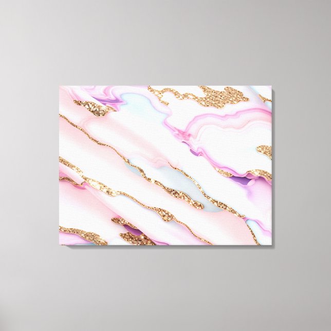Light Blue Rosa Agate Marble Modern Collection Canvastryck (Framsida)