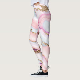Light Blue Rosa Agate Marble Modern Collection Leggings