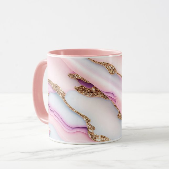 Light Blue Rosa Agate Marble Modern Collection Mugg (Framsida vänster)
