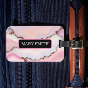 Light Blue Rosa Marble Agate Modern Collection Bagagebricka