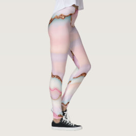 Light Blue Rosa Marble Agate Modern Collection Leggings