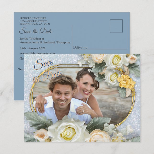 Light Blue, Rosa & White Mandalas Meddelande Vykort (Fram/baksida)