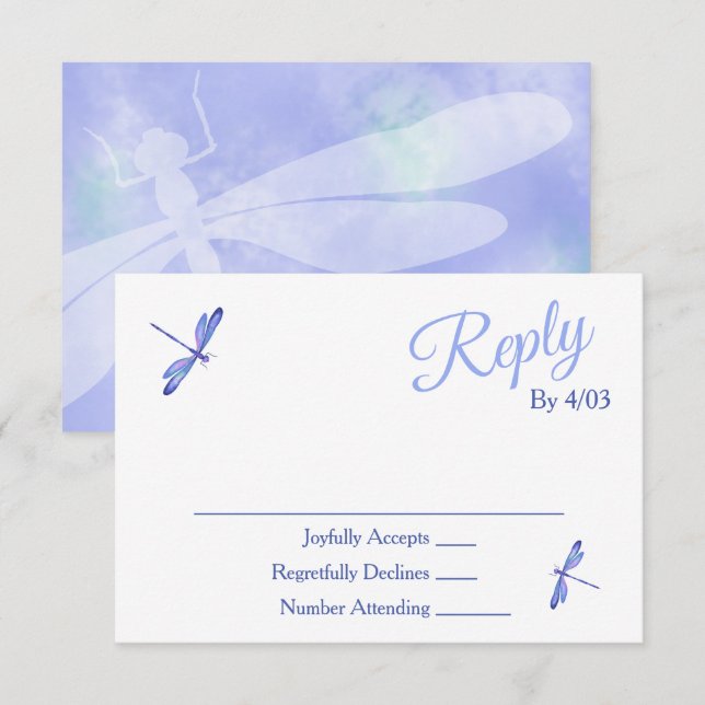 Light Blue RSVP Enclosure Cards Rådkort (Fram/baksida)
