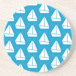 Light Blue Sailboat Mönster Underlägg
