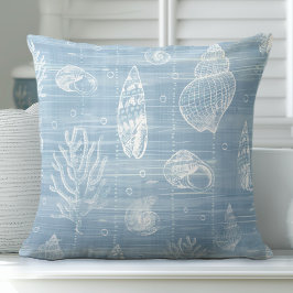 Light Blue Seashells Dekorativ kudde