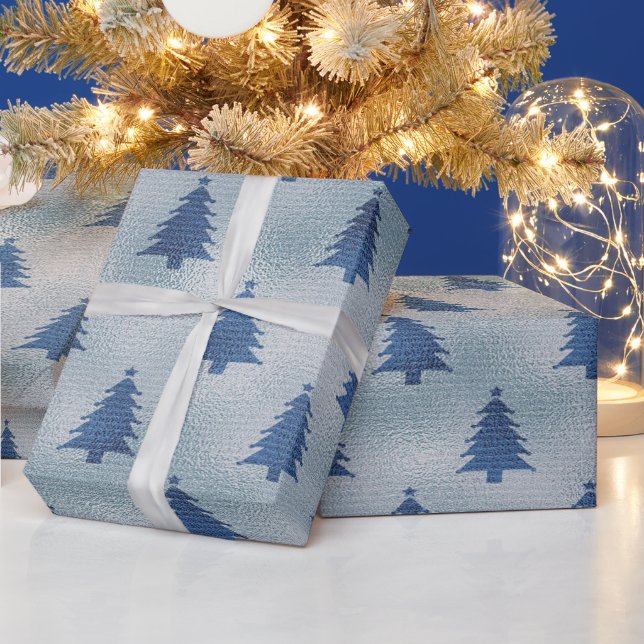 Light Blue Silent Night Julgran Presentpapper (Helgdagar)