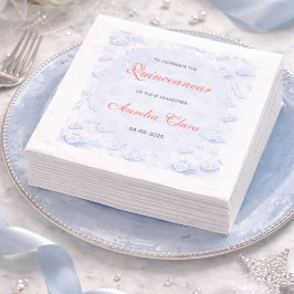 Light Blue Silver Princess Quinceanera Birthday  Pappersservett