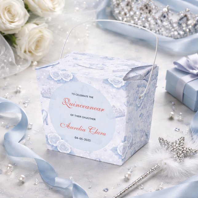 Light Blue Silver Princess Quinceanera Birthday  Presentaskar (Light Blue Silver Princess Quinceanera Birthday Favor Boxes
)
