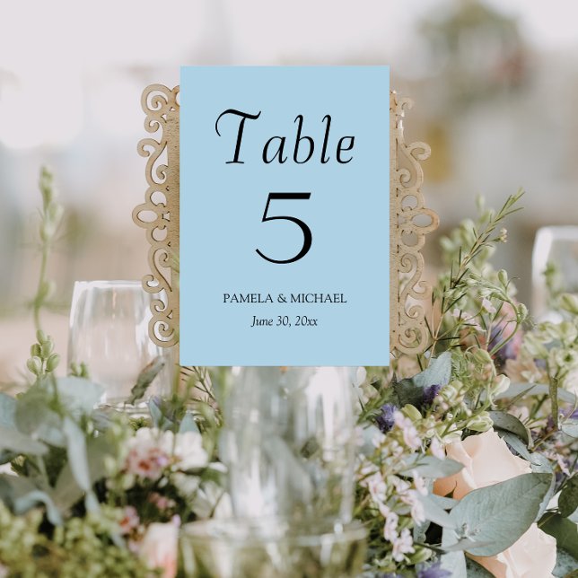 Light Blue Simple Stil Bröllop Bordsnummer (In Situ Wedding)
