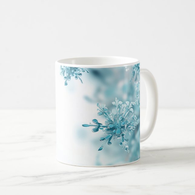 Light Blue Snöflingor-jul Kaffemugg (Framsida höger)
