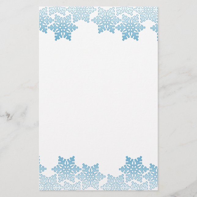 Light Blue Snowflake Gräns Brevpapper (Framsida)