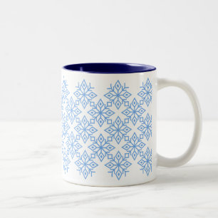 Light Blue Snowflake Mönster Mugg