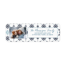 Light Blue Snowflake Photo Returadress Returadress Etikett